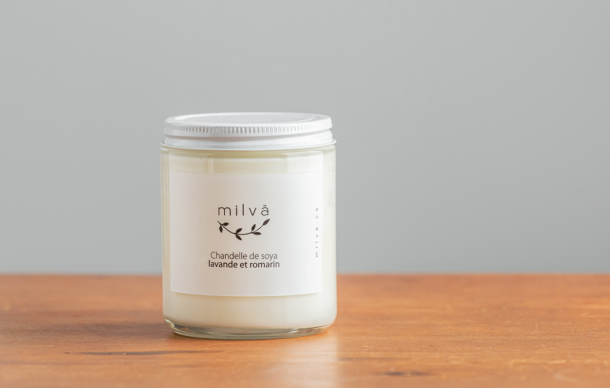 une chandelle de soya couvert